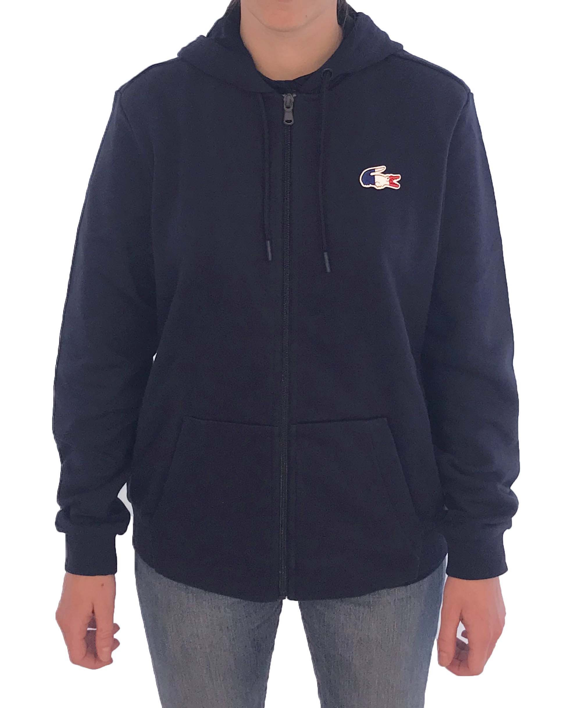 pull lacoste bleu blanc rouge